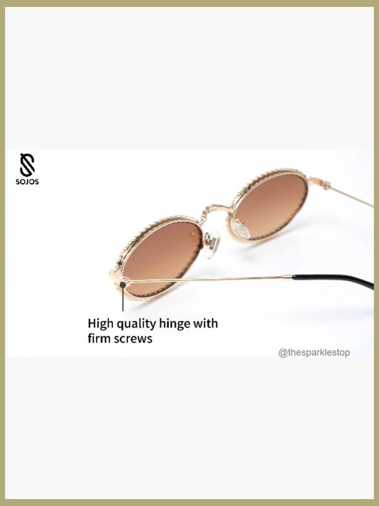 Retro Skinny Oval Rhinestone Sunglasses UV400 Protection Bling Hippie Disco main image 5